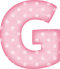 Uppercase Letter G Polka Dot alphabet in pink tone
