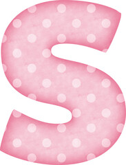 Uppercase Letter S Polka Dot alphabet in pink tone