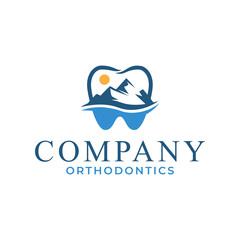 Blue tooth and mountain logo