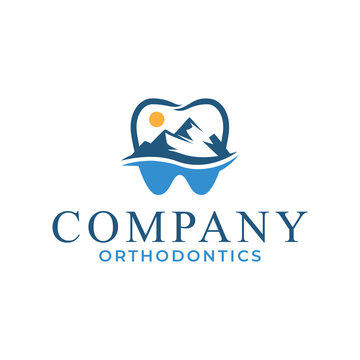 Blue tooth and mountain logo