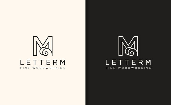 Letter M woodworking logo