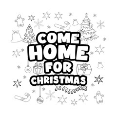 Merry Christmas Coloring page. Christmas line art coloring page design for kids.