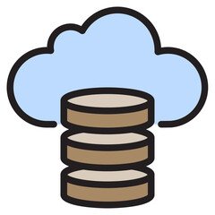 Cloud database color line style icon