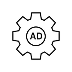 Advertising settings vector icon black outline EPS 10. Marketing flat line illustration. Target, content-targeted symbol. Promotional campaign sign isolated on white for web, app, dev, infographic