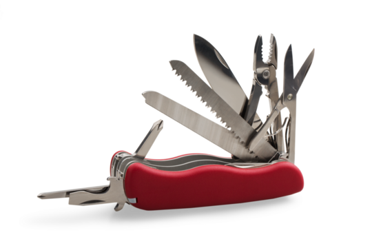 Multi-Tasking metal Penknife isolated on white