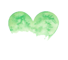 fragment of green like peace and nature watercolor heart for invitation card design