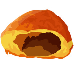 カレーパンと中身のイラスト　ベクター