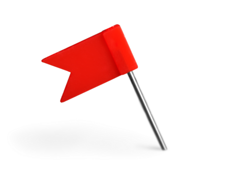 Isolated pin pushpin thumbtack flag red pushing