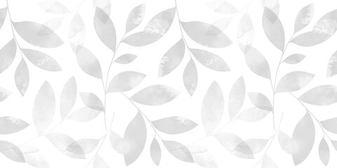 Monochrome seamless pattern with watercolor leaves. Vector elegant floral background for fabric, print, cover, banner, invitation, wrapping, wall art. © Oleksandra