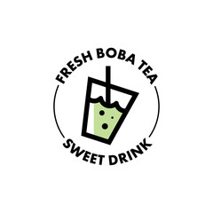 Bubble Drink Logo Design Concept Vector. Boba Drink Logo Template. Sweet Drink Logo Concept