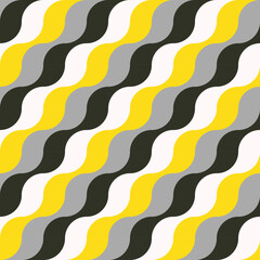 Geometric wavy pattern in yellow, gray, white and black. Can be used for fashion graphics as textile allover print, home decor as wallpaper, marketing, advertising ,graphic and web graphic design