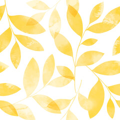 Colorful seamless pattern with watercolor leaves. Vector elegant floral background for fabric, print, cover, banner, invitation, wrapping, wall art.