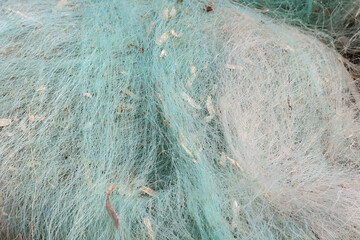 fishing nets stored in the port