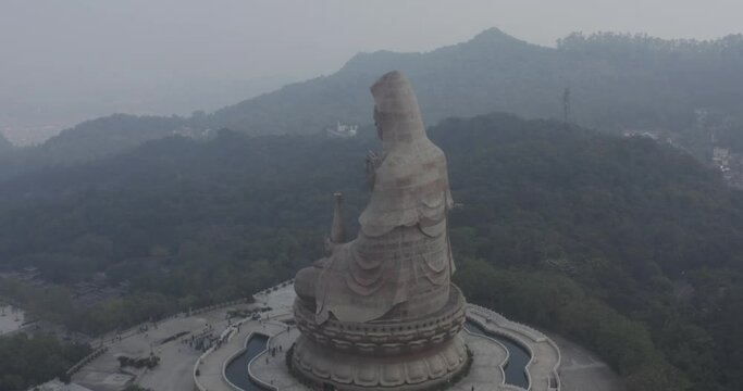 Aerial view of Nanhai Baofeng Temple at Xiqiao Mountain in Foshan, China.