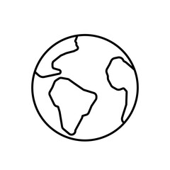 Earth planet icon vector outline black EPS 10. Simple planet illustration. World symbol. Globe sign. Eco awareness concept. Isolated on white for web, app, dev, infographic