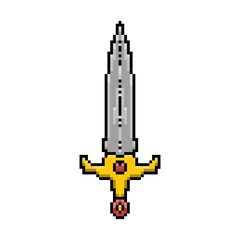 Icon of magical sword in pixel art style