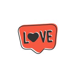 text love word with heart on speech bubble