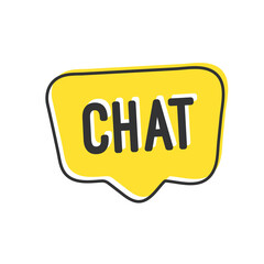 text chat on yellow speech bubble