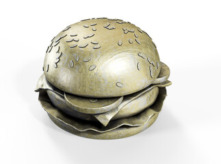Fototapeta premium Burger with Crown isolated. 3d rendering