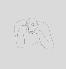 Shy person minimalist line illustration