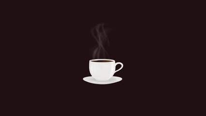 White coffee cup with steam, animation