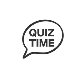 Quiz time logo icon symbol, cartoon yellow bubble speech