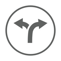 Arrow, road, direction icon. Gray vector design.