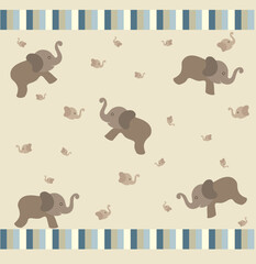 Elephant vector background.Сhildish pattern with little elephant, baby shower greeting card. Animal seamless background, cute vector texture for kids bedding, fabric, wallpaper, wrapping paper, textil