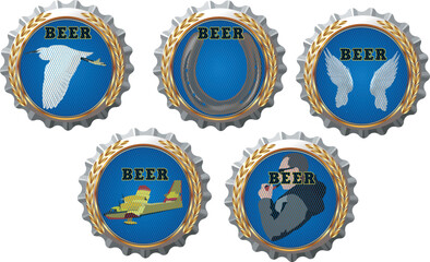 Crown cap for alcoholic beverages and beer with image symbol-