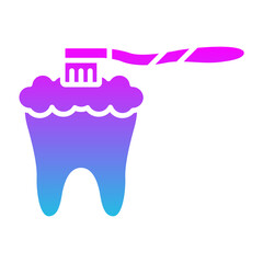 Teeth Brushing Glyph Gradient Icon