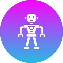 Robot Gradient Circle Glyph Inverted Icon