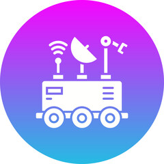 Mars Rover Gradient Circle Glyph Inverted Icon