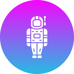 Space Suit Gradient Circle Glyph Inverted Icon