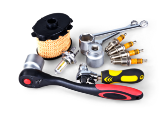 Car accessories elements isolated on white