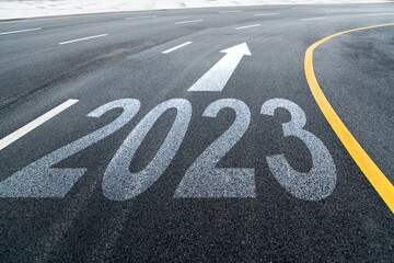 New Year 2023 straight forward on asphalt road