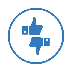 Like, negative, thumb icon. Blue vector sketch.