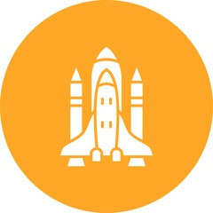 Space Shuttle Multicolor Circle Glyph Inverted Icon