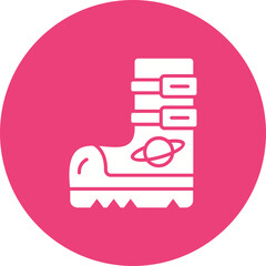 Space Boots Multicolor Circle Glyph Inverted Icon