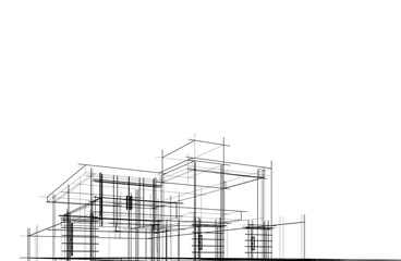 house building sketch architectural 3d illustration © Svitlana
