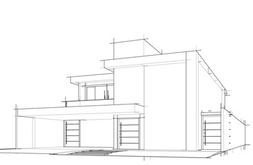 house building sketch architectural 3d illustration