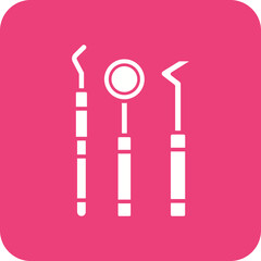 Dentist Tools Multicolor Round Corner Glyph Inverted Icon