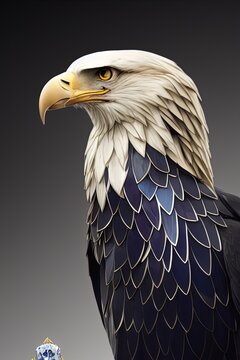 Eagle portrait on isolated background. 3d render illustration.