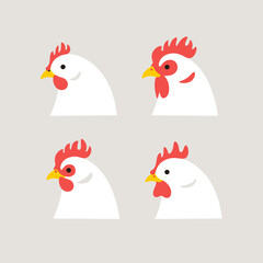Farm bird. Chicken head. Contour vector illustration.
