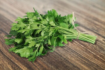 Parsley green fresh bunch on the desk