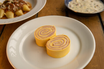 ham and cheese rondelli ready to be made