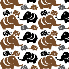 Seamless pattern with Elephants vector file in PNG format