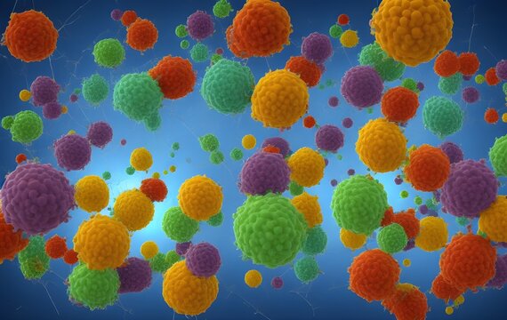 corona virus 2019-ncov flu outbreak, covid-19 illustration, 3d banner, microscopic view of floating influenza virus cells © Divyesh
