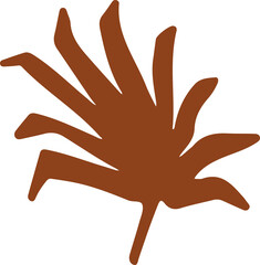 Hand drawn abstract modern minimal silhouette colorful palm leaf. Nature illustration. Design for poster, card, wallpaper, print, cover, wall art