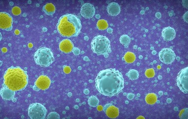 Obraz na płótnie Canvas corona virus 2019-ncov flu outbreak, covid-19 illustration, 3d banner, microscopic view of floating influenza virus cells