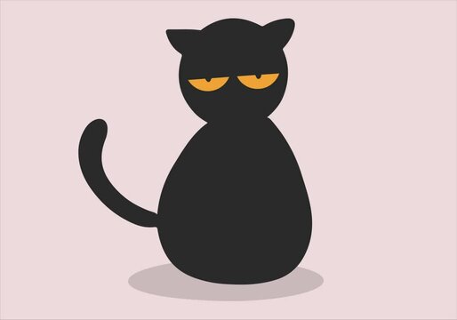 Animated black Halloween Cat Vector Design.